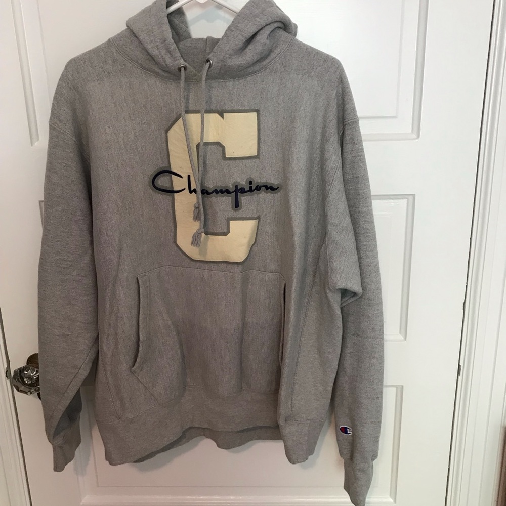 Champion Womens Gray Sweatshirt Hood Handwarmer Pocket size L